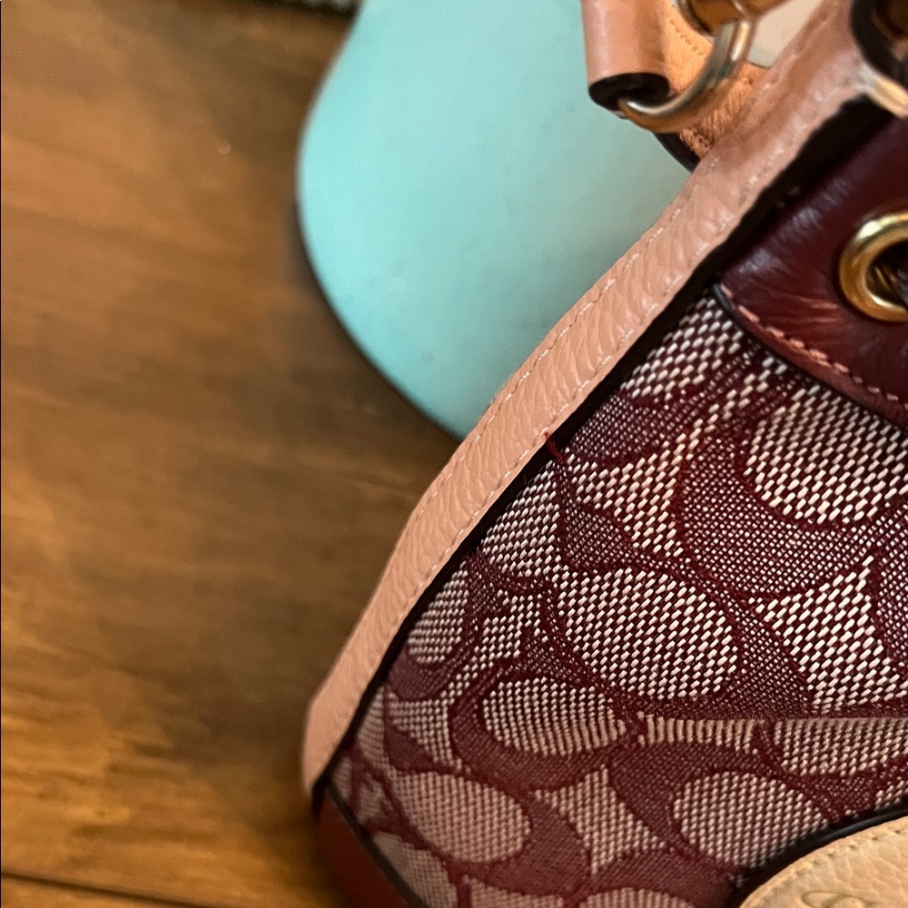 Coach Burgundy and Cream Mini Bag - Picture 14 of 16